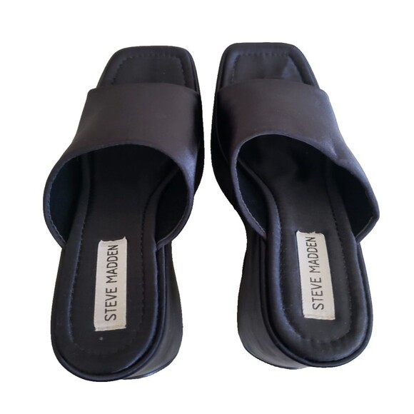 Vintage Y2K Steve Madden Daniella 90s Platform Slides Sandals, Black, Size 8 - Picture 10 of 10